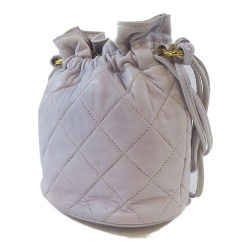 CHANEL Quilted CC GHW Vintage Bucket Bag Shoulder Crossbody Bag Lambskin Gray