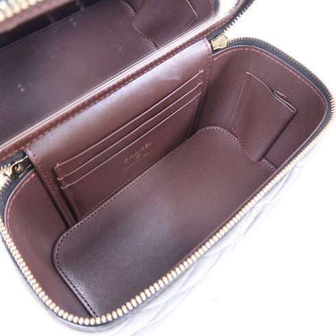 CHANEL Quilted CC GHW Vanity Case Chain Shoulder Bag Lambskin Leather Black v3