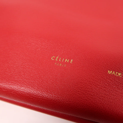 CELINE Clutch Bag Pouch Lambskin Leather Red