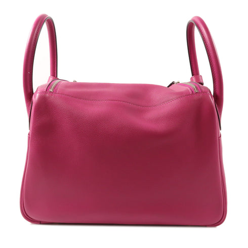 HERMES PHW Lindy 30 2 Way Shoulder Handbag Evercolor Leather Rose Purple