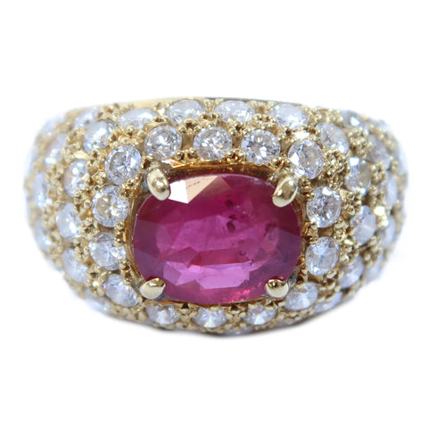 Fine Jewelry 2.864ct Ruby 2.08ct Diamond Ring US#8.25 10.6g 18K Yellow Gold
