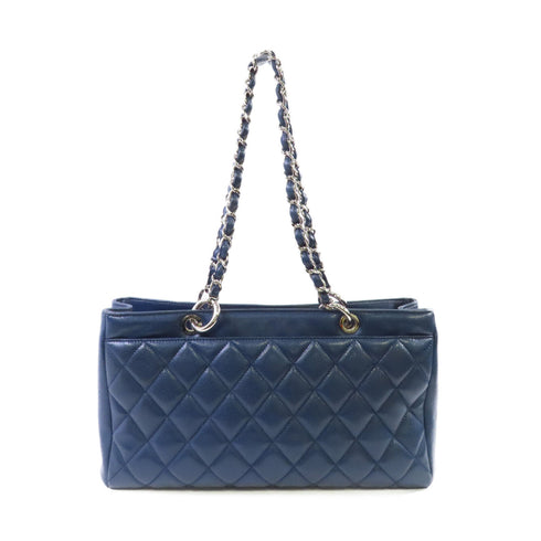 CHANEL Quilted SHW CC Chain Shoulder Bag Calfskin Leather Navy