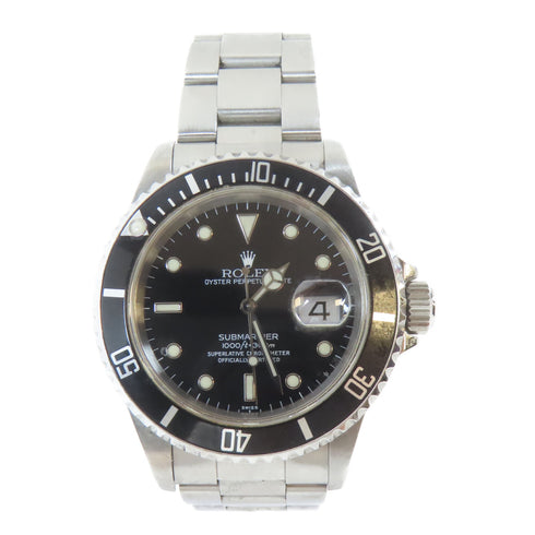 ROLEX Submariner Date Automatic Wristwatch 16610 Stainless Steel Black #18cm