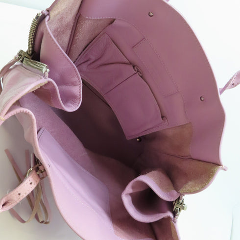 BALENCIAGA SHW Papier Tote Hand Bag 357330 Calfskin Leather Purple