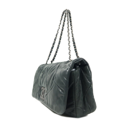 CHANEL CC SHW Chain Shoulder Bag Calfskin Leather Dark Green