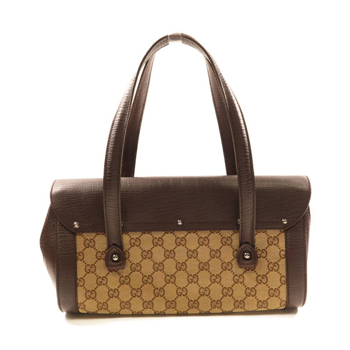 GUCCI GG SHW Hand Bag PVC Coated Canvas 111713 Brown