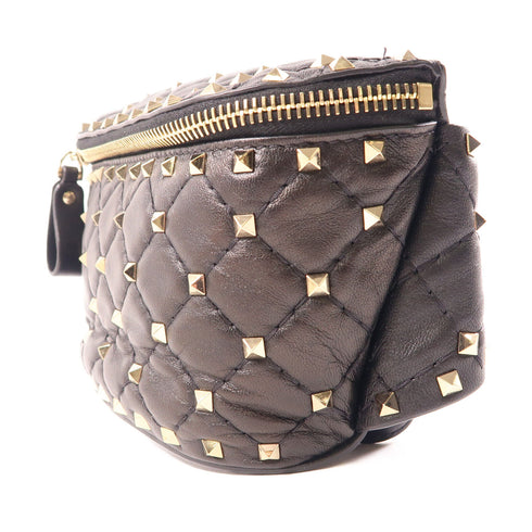 Valentino GHW Waist Bag Calfskin Leather Black v1