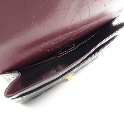 CHANEL Quilted CC 2.55 Chain Shoulder Bag Lambskin Leather Black