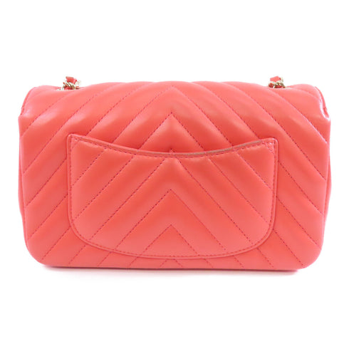 CHANEL CC GHW Classic 20 Chain Shoulder Bag Crossbody Lambskin Leather Orange