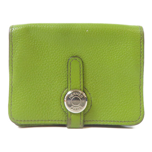 HERMES PHW Dogon Card Case Leather Green