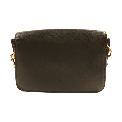 Tory Burch GHW Shoulder Bag Calfskin Leather Olive Green