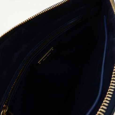 Miu Miu GHW Clutch Bag Pouch Calfskin Leather Blue