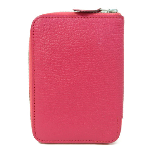 HERMES PHW Azap Wallet Zipper Wallet Chevre Leather Rose Mexico