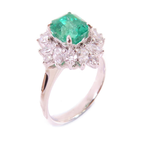 FINE JEWELRY 1.71ct Emerald 0.82ct Diamond Ring US#6 PT950 Platinum