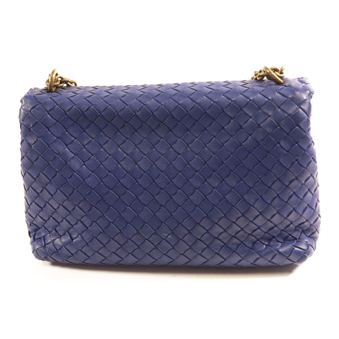 BOTTEGA VENETA BV GHW Chain Shoulder Bag Leather Blue