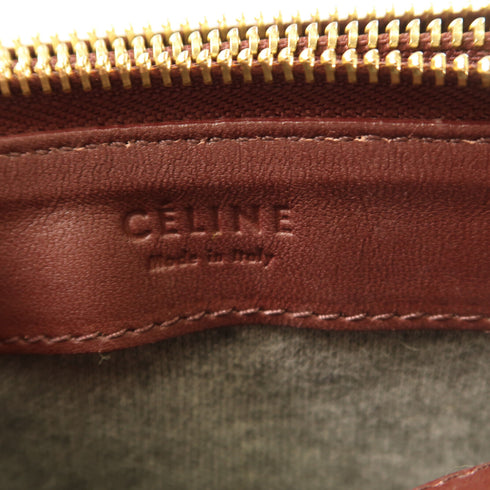 CELINE GHW Trio Shoulder Bag Calfskin Leather Wine Red