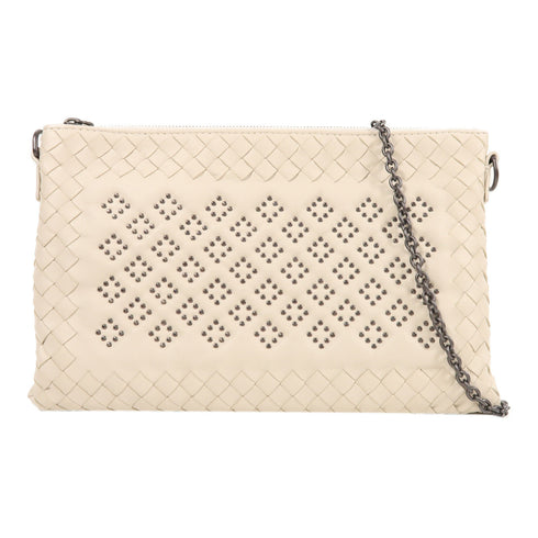 BOTTEGA VENETA BV Chain Shoulder Bag Lambskin Leather White