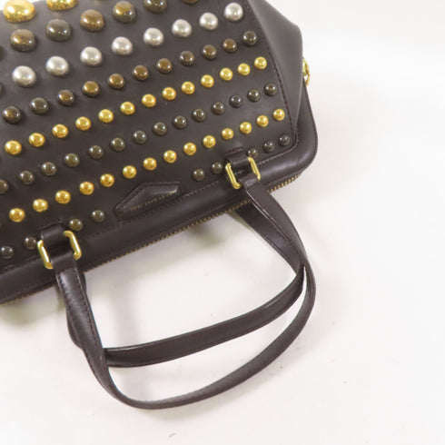 MARC BY MARC JACOBS GHW 2 Way Shoulder Bag Calfskin Leather Dark Brown