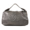 CHANEL CC SHW Hand Bag Calfskin Leather Silver Grey