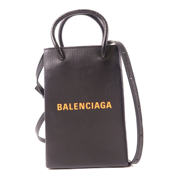 BALENCIAGA SHW 2 Way Shoulder Bag 593826 Calfskin Leather Black