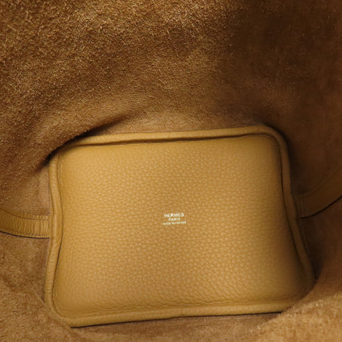 HERMES GHW Picotin PM Handbag Clemence Leather 4B