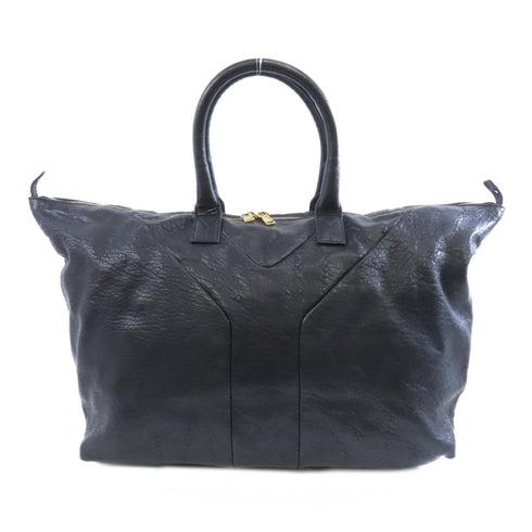 YVES SAINT LAURENT YSL GHW Handbag 200314 Embossed Leather Black