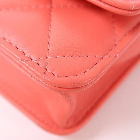 CHANEL CC GHW WOC Wallet On Chain Shoulder Bag Lambskin Leather Pink