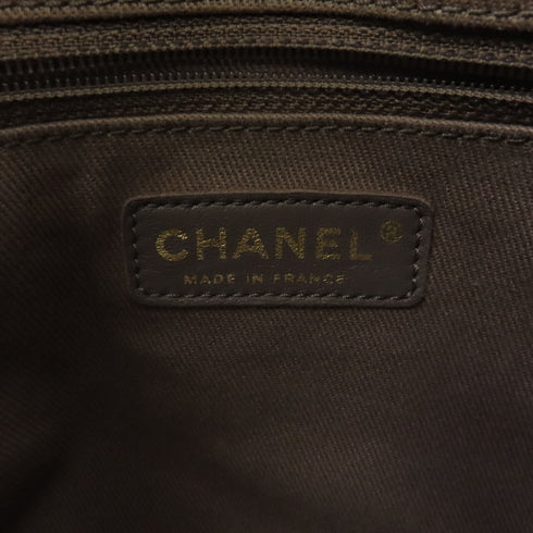 CHANEL Quilted CC GHW Chain Shoulder Tote Bag Calfskin Leather Beige