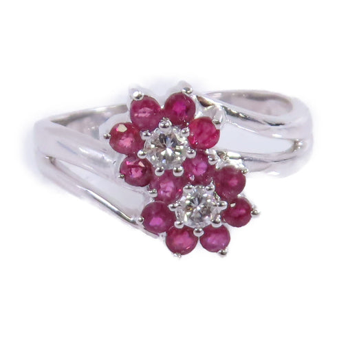 JEWELRY Ruby Diamond Ring US#7 18K White Gold