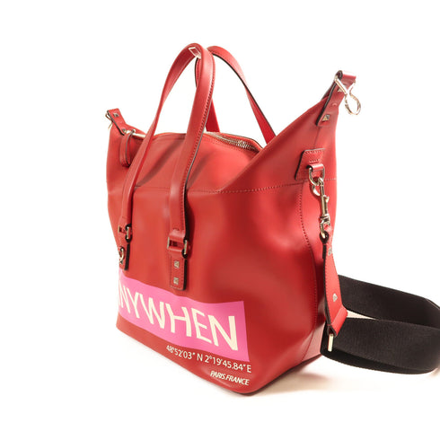 VALENTINO SHW 2 Way Shoulder Bag Calfskin Leather Red