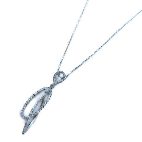 FINE JEWELRY 6.2g Diamond Necklace 18K White Gold #44cm