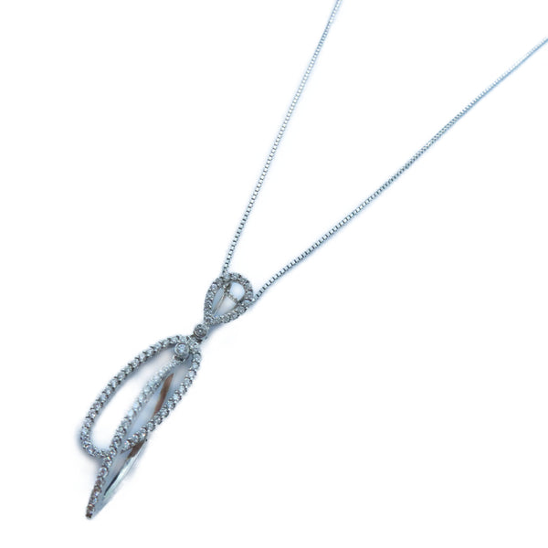 FINE JEWELRY 6.2g Diamond Necklace 18K White Gold #44cm