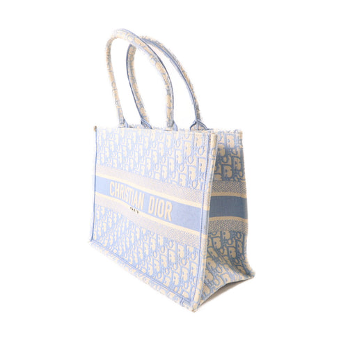 Christian Dior CD Book Tote Medium Tote Bag Canvas Light Blue