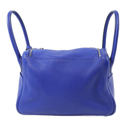 HERMES PHW Lindy 26 2way Shoulder Hand Bag Clemence Leather Bleu Electrique Blue