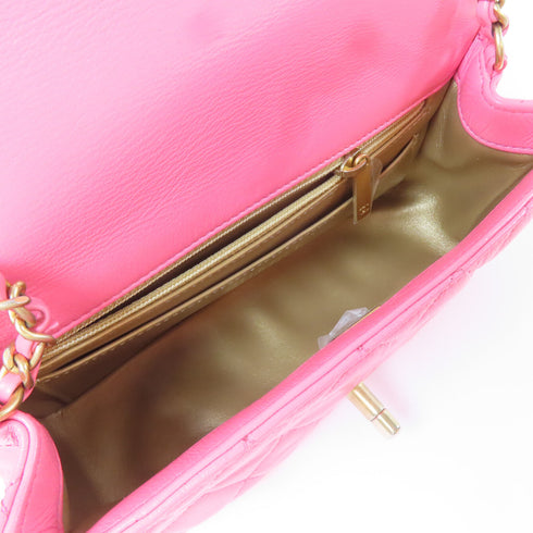 CHANEL Quilted CC GHW Chain Shoulder Bag Lambskin Leather Pink