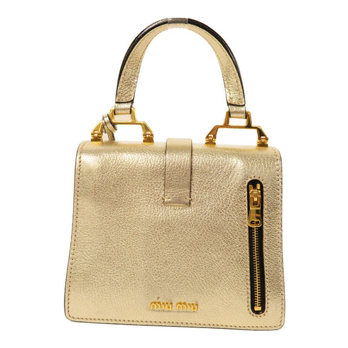 Miu Miu GHW 2 Way Shoulder Bag Handbag Calfskin Leather Gold