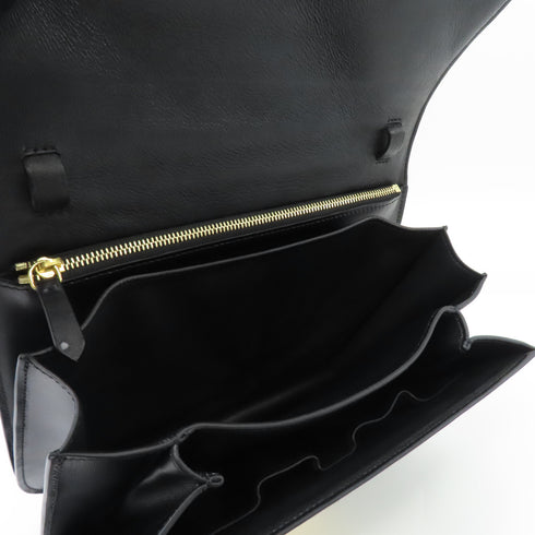 CELINE GHW Classic Box Shoulder Bag Calfskin Leather Black v1