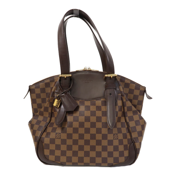 LOUIS VUITTON LV GHW Verona MM Shoulder Bag N41118 Damier Ebene Brown v1
