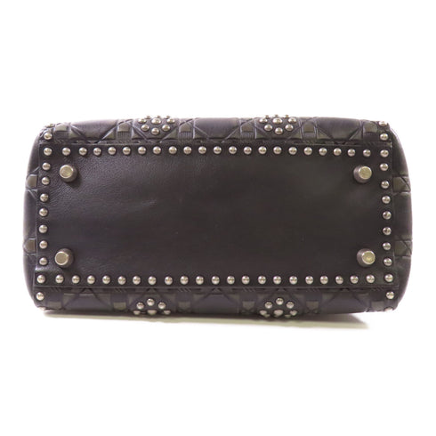 Christian Dior CD SHW Lady DiorSHW 2Way Shoulder Bag Calfskin Leather Black