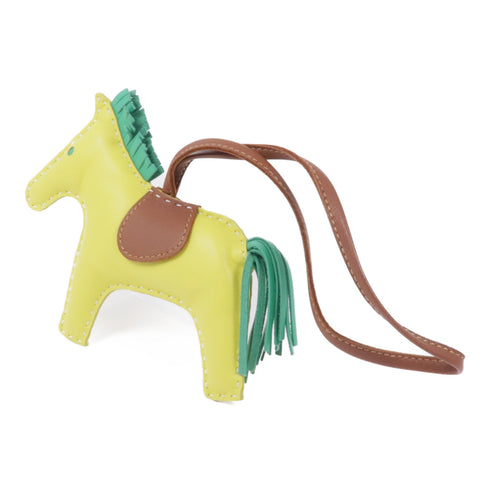 HERMES Rodeo MM Charm Veau Swift Leather Yellow Green Brown
