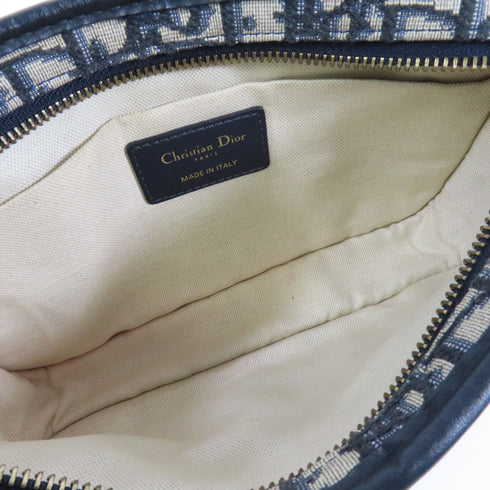 Christian Dior CD GHW Pouch Clutch Bag Canvas Blue