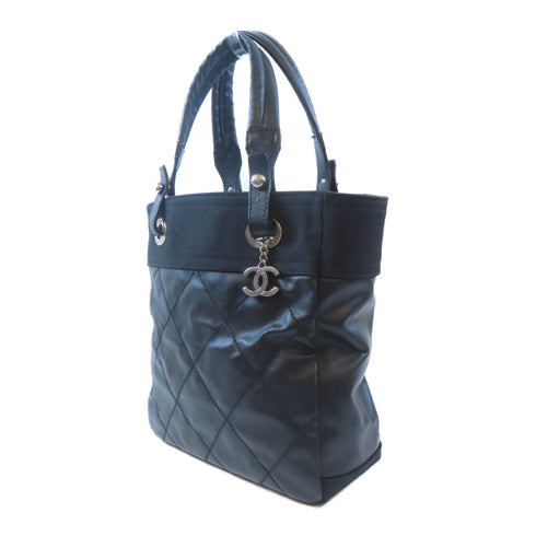 Chanel CC SHW Tote Bag PVC Coated Canvas Black