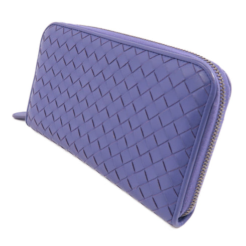BOTTEGA VENETA BV Zipped Long Wallet Intrecciato Leather Purple