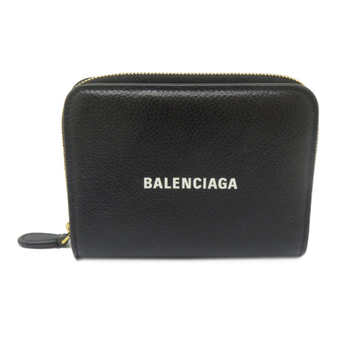 BALENCIAGA GHW Wallet 650871 Calfskin Leather Black