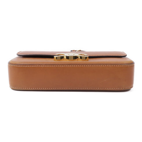 CELINE GHW Claude Bag Shoulder Bag Calfskin Leather Brown