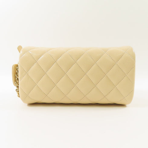 CHANEL CC GHW Pouch AP3702 Calfskin Leather Beige