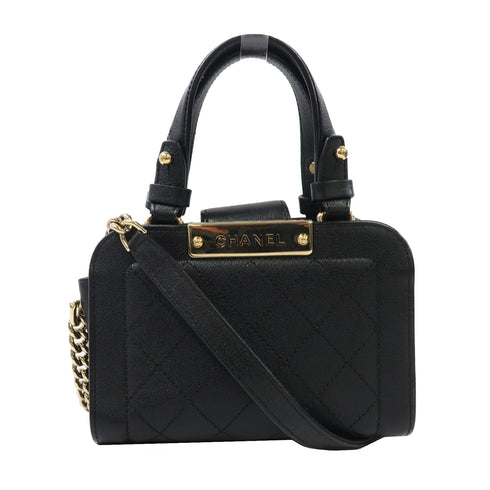 CHANEL Quilted CC GHW Mini Cruise 2 Way Bag Handbag A93731 Calfskin Black