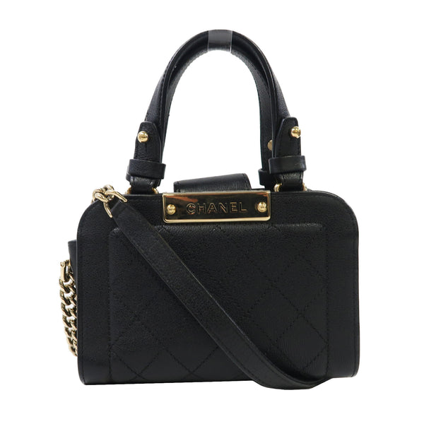 CHANEL Quilted CC GHW Mini Cruise 2 Way Bag Handbag A93731 Calfskin Black