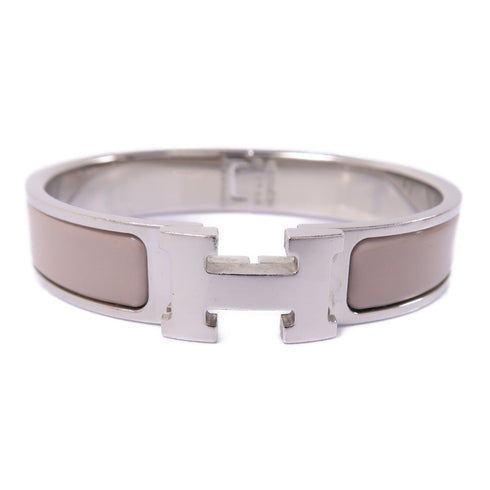 HERMES Clic H Bangle Bracelet Accessories Enamel Metal Beige