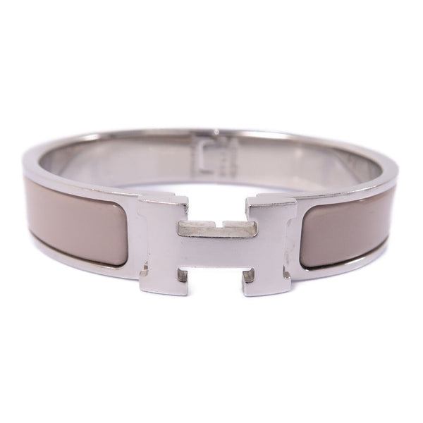 HERMES Clic H Bangle Bracelet Accessories Enamel Metal Beige